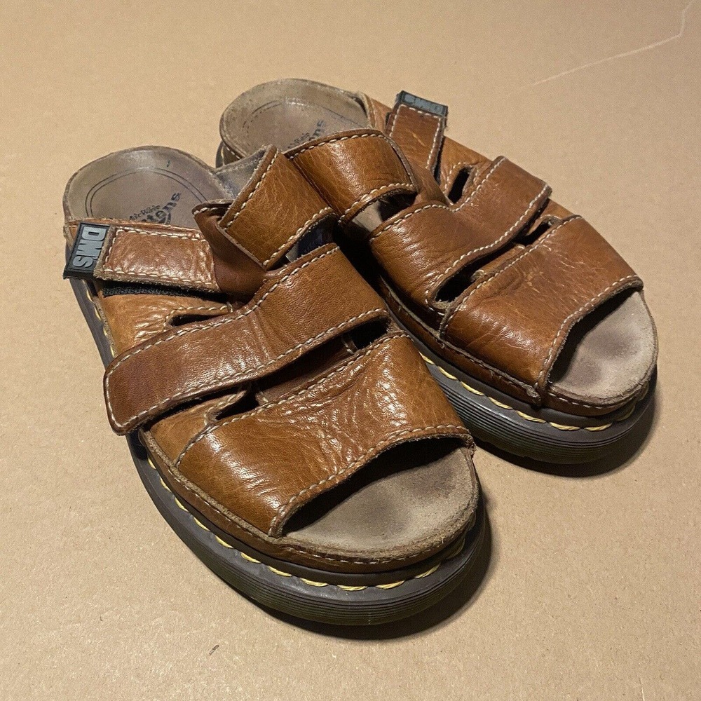 Dr. Doc Martens Womens US 8 Mens 7 Slip On Y2K Vtg Brown Leather Sandals 9101